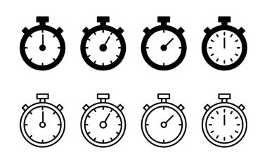 Kronometre simge vektörü. Zamanlayıcı işareti ve sembol. Geri sayım simgesi. Zaman Dönemi