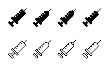 Şırınga ikon vektörü. Enjeksiyon işareti ve sembol. Aşı simgesi