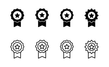 Rozet simgesi vektörü. Ödül ikon vektörü. İşaret ve sembollere ulaşın. Damga