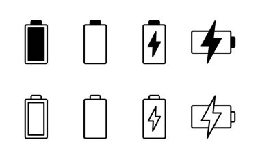 Batarya ikon vektörü. Şarj işareti. pil şarj seviyesi