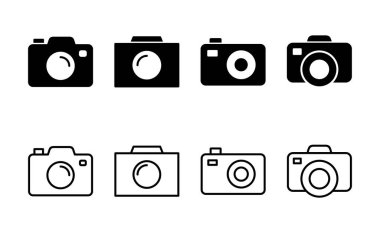 Kamera simgesi vektörü. Fotoğraf makinesi işareti ve sembol. fotoğrafçılık simgesi.