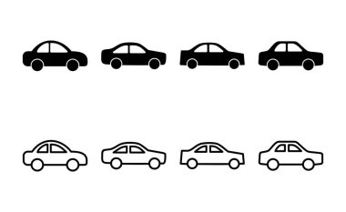 Araba ikonu vektörü. Araba işareti ve sembol. küçük sedan