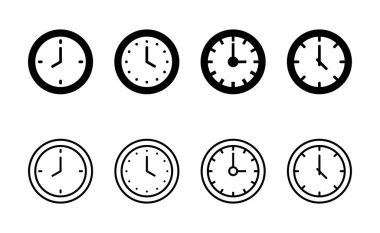 Saat simgesi vektörü. Zaman işareti ve sembol. saat simgesi