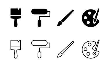 Simge vektörünü boya. Boya fırçası işareti ve sembol. boyama silindiri vektörü