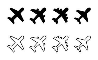 Düzlem simgesi vektörü. Uçak işareti ve sembol. Uçuş taşıma sembolü. Seyahat işareti. uçak.