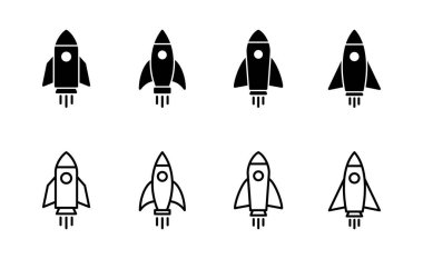 Roket ikon vektörü. Başlangıç işareti ve sembol. roket fırlatma simgesi