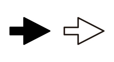 Uygulamalar ve web siteleri için ok simgesi. Web tasarımı için ok işareti ve sembol.