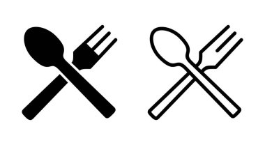 Uygulamalar ve web siteleri için kaşık ve çatal simgesi. kaşık, çatal ve bıçak ikonu vektörü. Restoran işareti ve sembolü