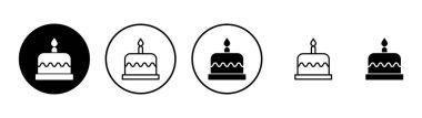Kek simgesi vektörü. Pasta işareti ve sembol. Doğum günü pastası simgesi
