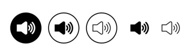 Hoparlör simgesi logosu tasarımı. Ses düzeyi ve sembol. Hoparlör ikonu. ses sembolü