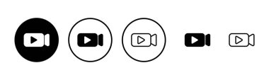 Video simgesi logosu tasarımı. Video kamera işareti ve sembol. Film tabelası. Sinema