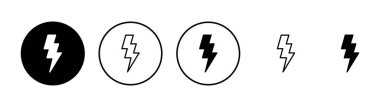 Şimşek simgesi vektörü. Elektrik işareti ve sembol. Güç simgesi. enerji işareti