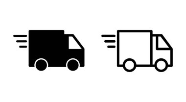 Uygulamalar ve web siteleri için teslimat kamyonu simgesi. Teslimat kamyonu işareti ve sembol. Hızlı dağıtım simgesi gönderiliyor