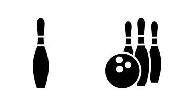 Uygulamalar ve web siteleri için bowling simgesi. Bowling topu, iğne işareti ve sembol.