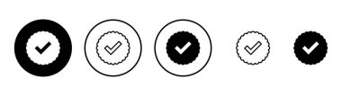 Doğrulanmış simge vektörü. Doğrulama işareti. onaylanmış işaret ve sembol