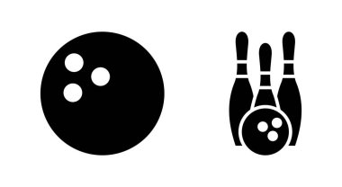 Uygulamalar ve web siteleri için bowling simgesi. Bowling topu, iğne işareti ve sembol.