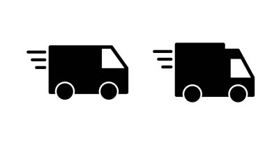 Uygulamalar ve web siteleri için teslimat kamyonu simgesi. Teslimat kamyonu işareti ve sembol. Hızlı dağıtım simgesi gönderiliyor