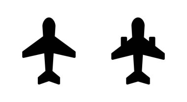 Uygulamalar ve web siteleri için uçak simgesi. Uçak işareti ve sembol. Uçuş taşıma sembolü. Seyahat işareti. uçak.