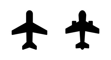 Uygulamalar ve web siteleri için uçak simgesi. Uçak işareti ve sembol. Uçuş taşıma sembolü. Seyahat işareti. uçak.