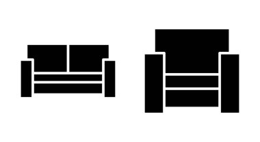 Uygulamalar ve web siteleri için kanepe simgesi. Kanepe işareti ve sembol. mobilya simgesi