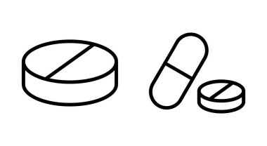 Uygulamalar ve web siteleri için hap simgesi. Kapsül simgesi. Uyuşturucu işareti ve sembol