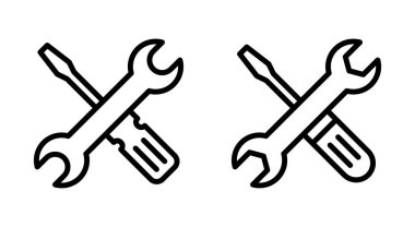 Uygulamalar ve web siteleri için onarım araçları simgesi. araç işareti ve sembol. Simge ayarlanıyor. İngiliz anahtarı ve tornavida. Servis