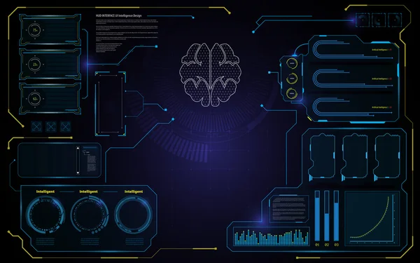 Brain-Hud-Interface Ui-design — Stockvektor