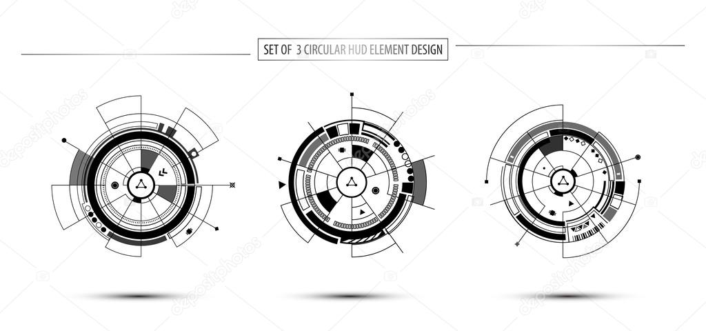 Circular digital technology hud elements