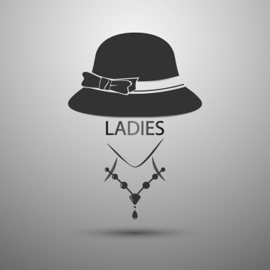 Картина, постер, плакат, фотообои "женская шляпа винтажный логотип
", артикул 124821804