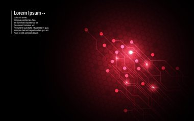 Soyut kırmızı devre altıgen desen 