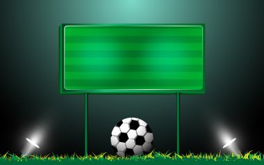 Football on grass and scoreboard clipart