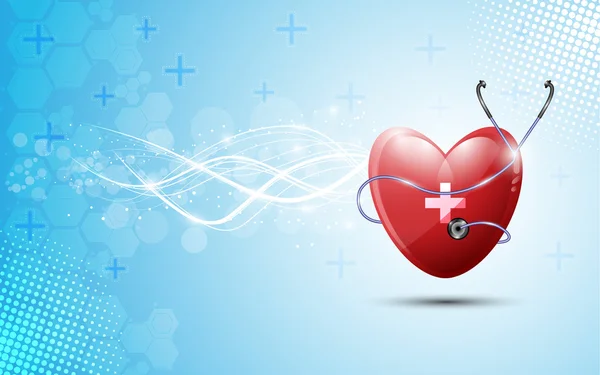Καρδιά και Στηθοσκόπια υγειονομική περίθαλψη — Διανυσματικό Αρχείο