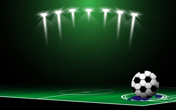 Terrain de football et football sur le stade — Image vectorielle