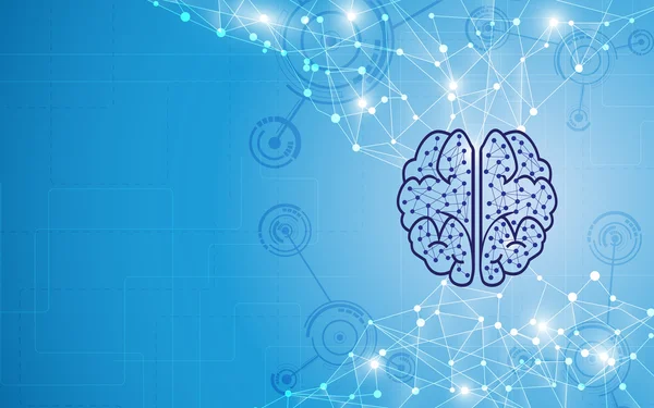 Cerebro tecnología concepto informático fondo — Vector de stock