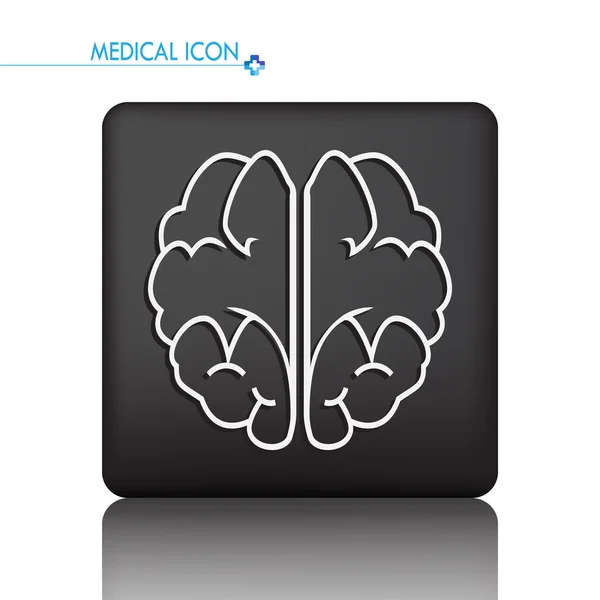Icono del cerebro en el botón rectángulo — Vector de stock