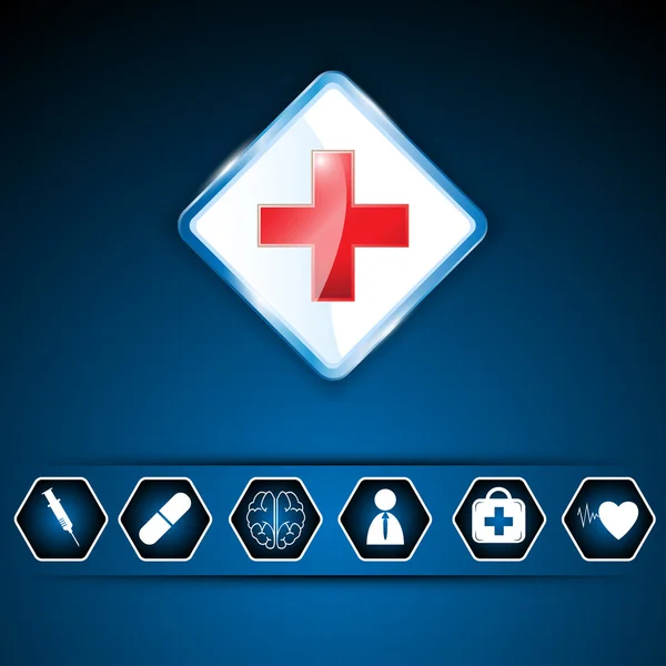 Iconos médicos y logotipos hospitalarios — Vector de stock