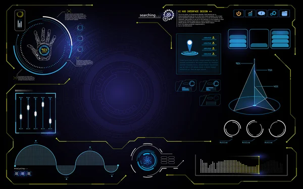 Hud の Ui インターフェイス データ コンピューター — ストックベクタ