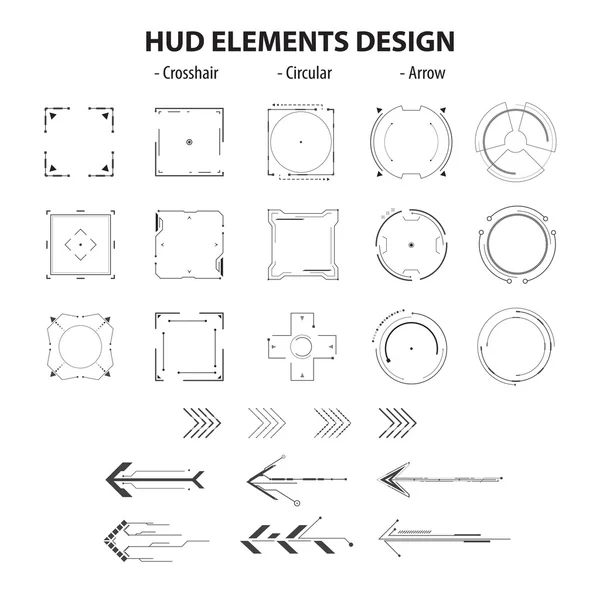 Icônes technologie éléments hud — Image vectorielle