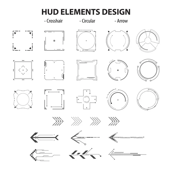 Ícones elementos hud tecnologia — Vetor de Stock