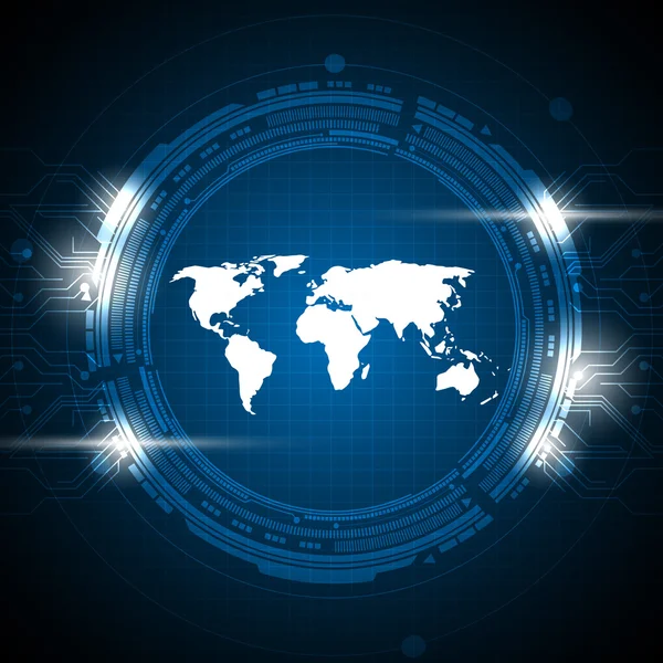 Wereld kaart technologie concept achtergrond — Stockvector