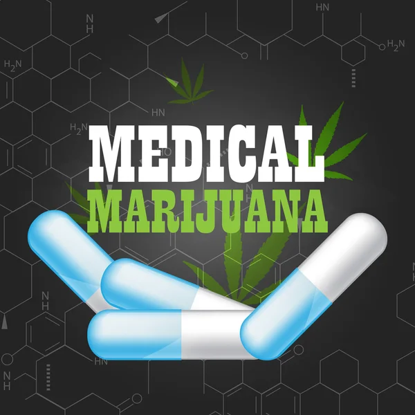 Concept van marihuana voor medische en wetenschap — Stockvector