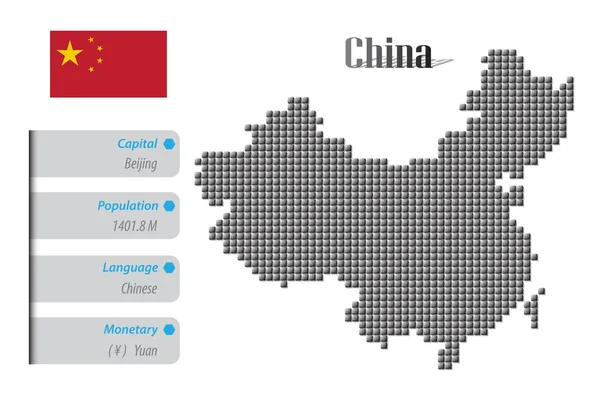 중국 지도 정보 픽셀 디자인 — 스톡 벡터