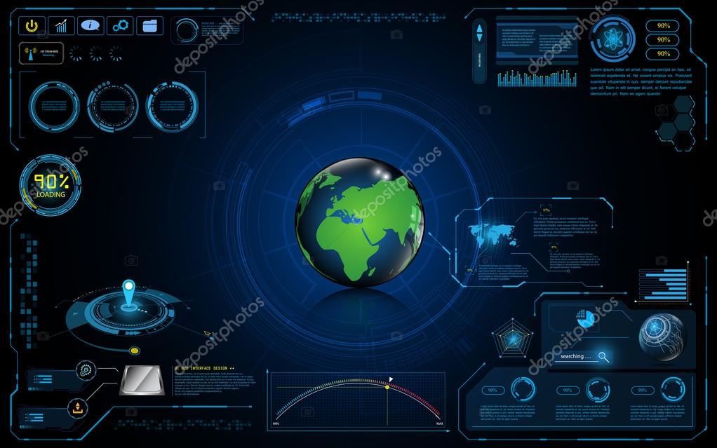 Hud interface UI global networking technology connection concept design background