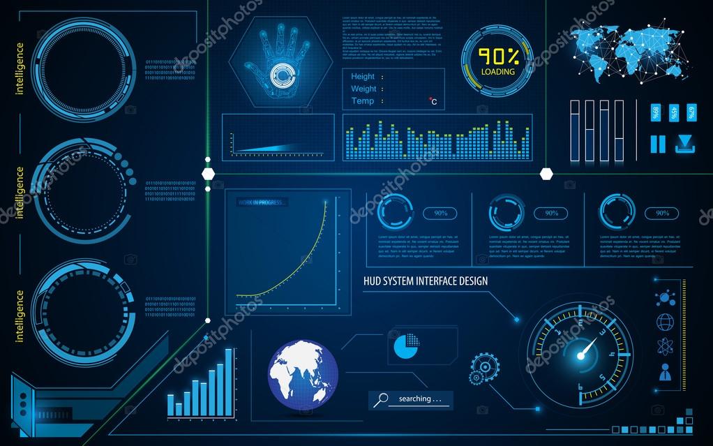 Abstract hud interface intelligence technology innovation system working concept