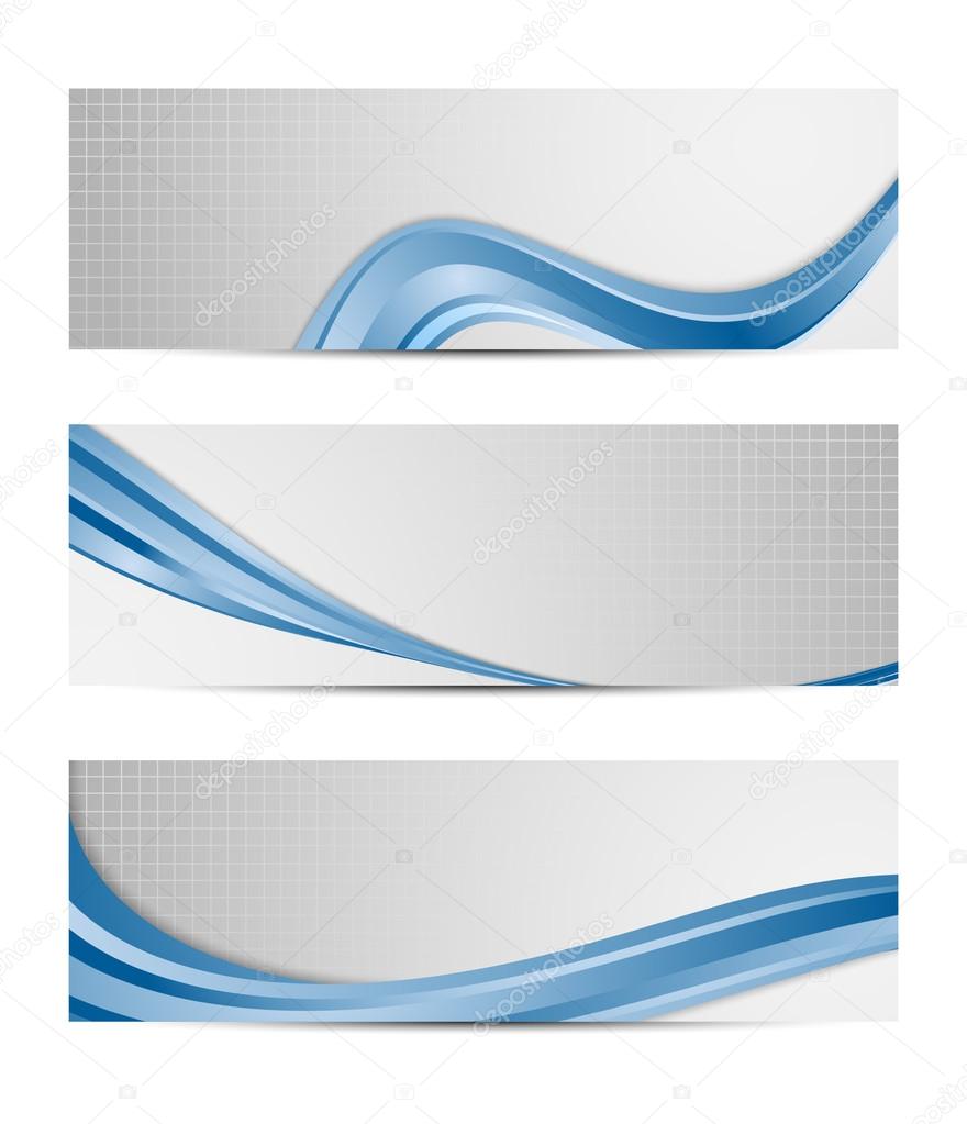 Abstract blue wave design banners