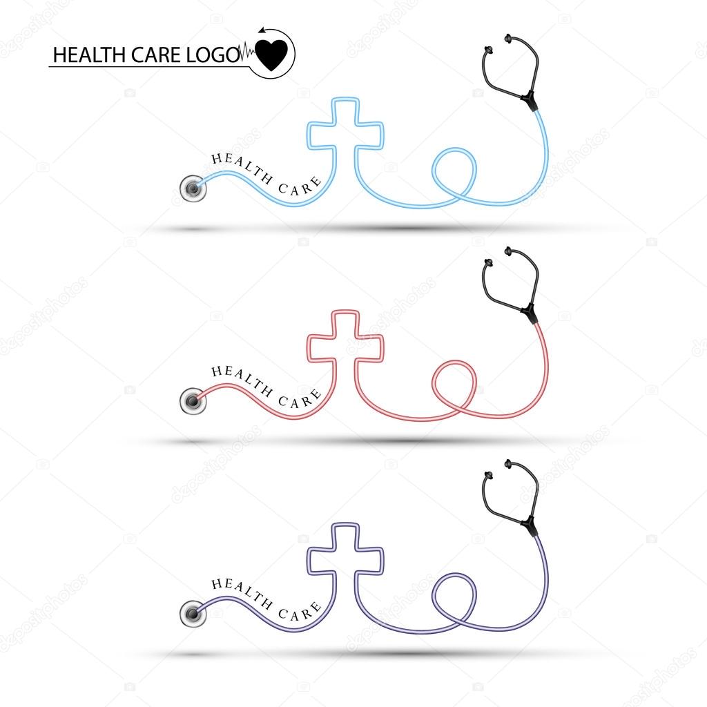 Set of health care logos on white background