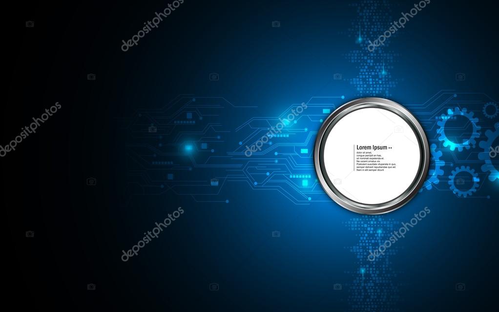 Abstract networking digital hi tech innovation concept background with circle metallic button