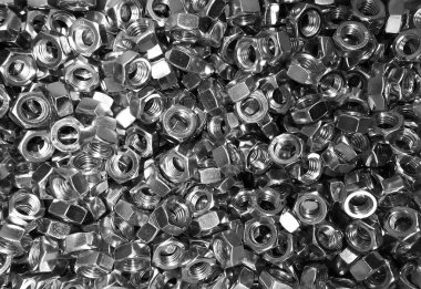 Bir sürü büyük metal fındık. Kapat..