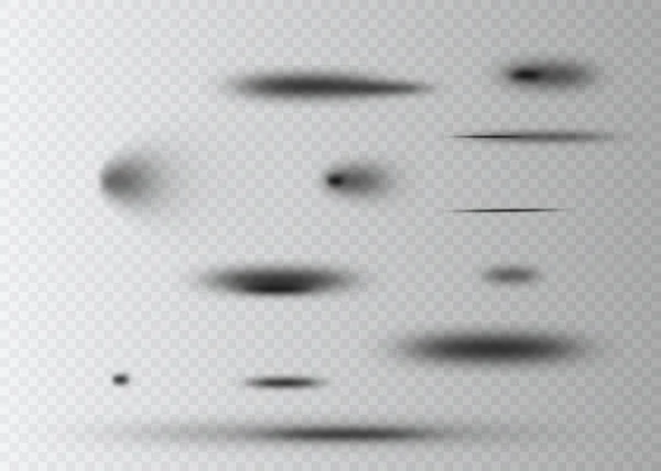 Set von transparenten ovalen Schatten mit weichen Kanten isoliert. Vektorillustration — Stockvektor