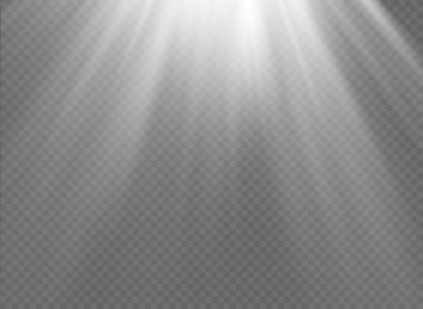 Vektör ışıkları. Işık efekti elementi. Yatay yıldız ışınları ve projektör ışığı.